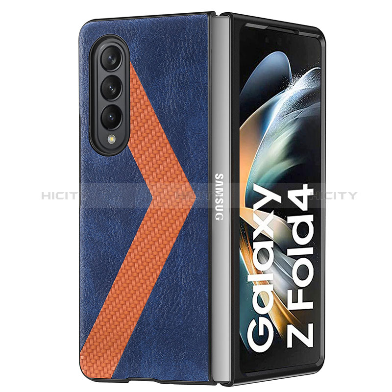 Coque Luxe Cuir et Plastique Housse Etui Mat H07 pour Samsung Galaxy Z Fold3 5G Bleu Plus