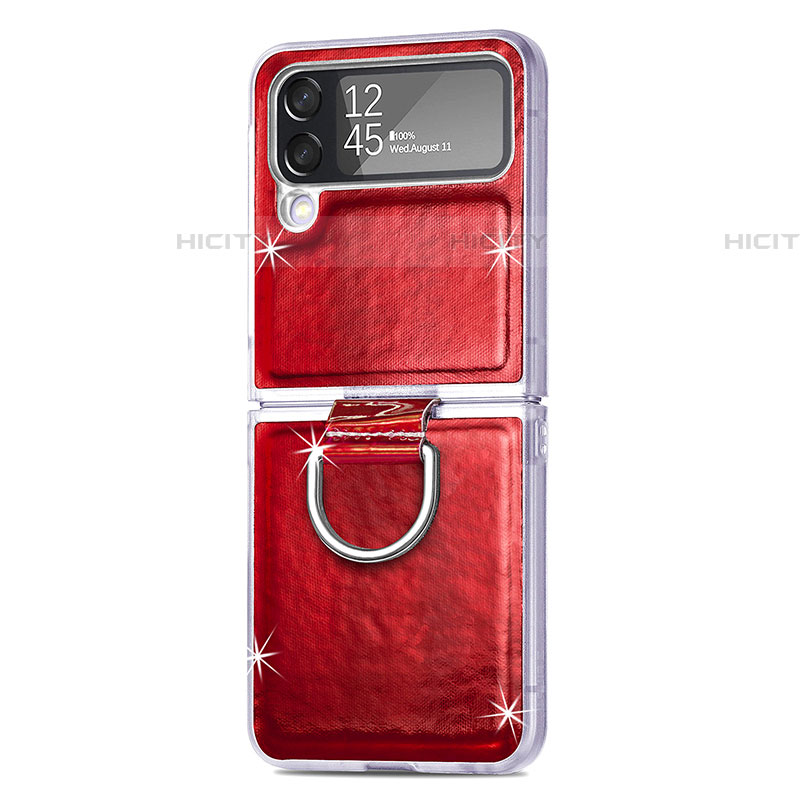 Coque Luxe Cuir et Plastique Housse Etui Mat H08 pour Samsung Galaxy Z Flip4 5G Rouge Plus