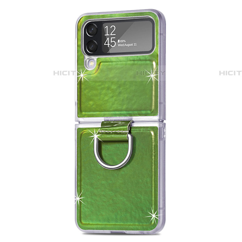 Coque Luxe Cuir et Plastique Housse Etui Mat H08 pour Samsung Galaxy Z Flip4 5G Vert Plus