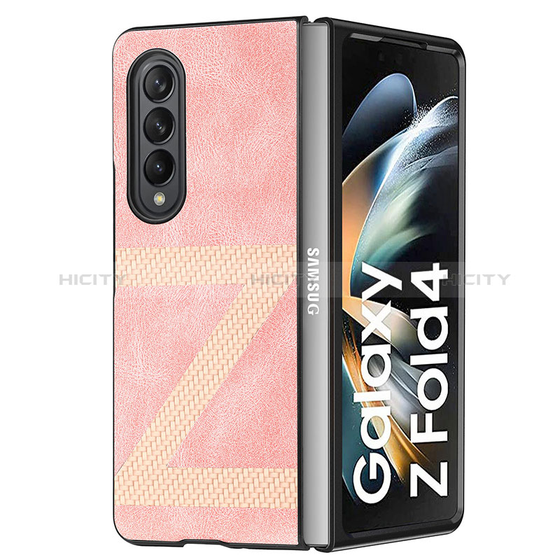 Coque Luxe Cuir et Plastique Housse Etui Mat H08 pour Samsung Galaxy Z Fold3 5G Or Rose Plus