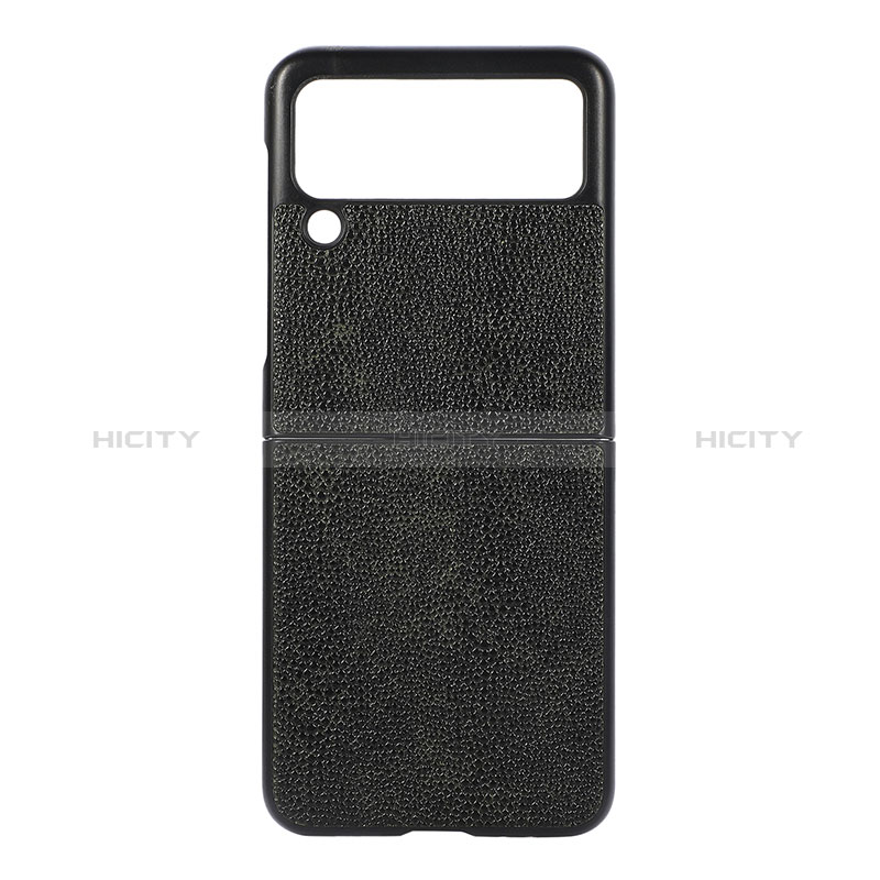 Coque Luxe Cuir et Plastique Housse Etui Mat H09 pour Samsung Galaxy Z Flip3 5G Noir Plus