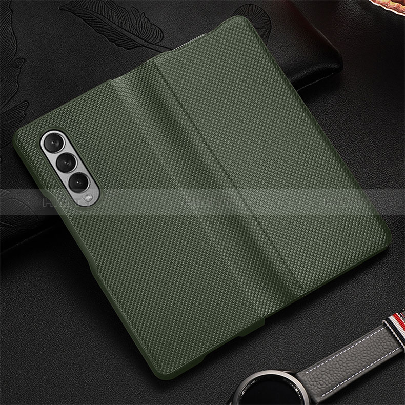 Coque Luxe Cuir et Plastique Housse Etui Mat L01 pour Samsung Galaxy Z Fold3 5G Pastel Vert Plus