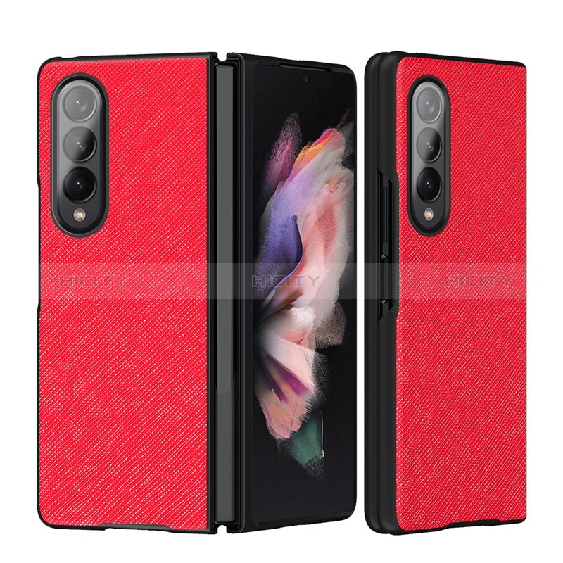 Coque Luxe Cuir et Plastique Housse Etui Mat L06 pour Samsung Galaxy Z Fold3 5G Rouge Plus