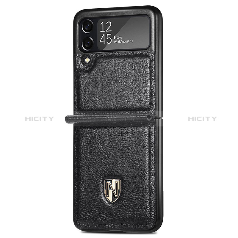 Coque Luxe Cuir et Plastique Housse Etui Mat L07 pour Samsung Galaxy Z Flip3 5G Noir Plus