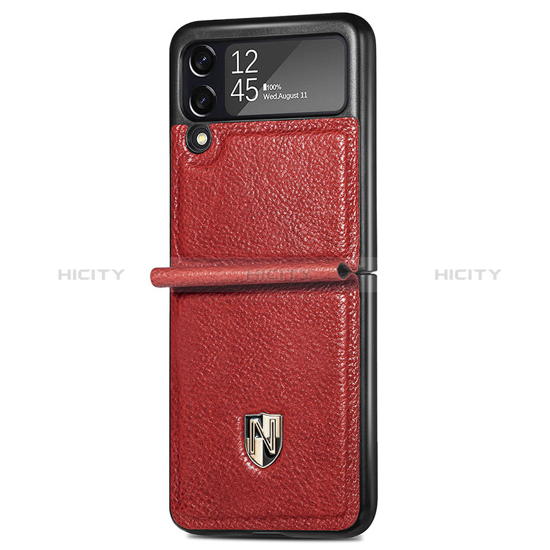 Coque Luxe Cuir et Plastique Housse Etui Mat L07 pour Samsung Galaxy Z Flip3 5G Rouge Plus