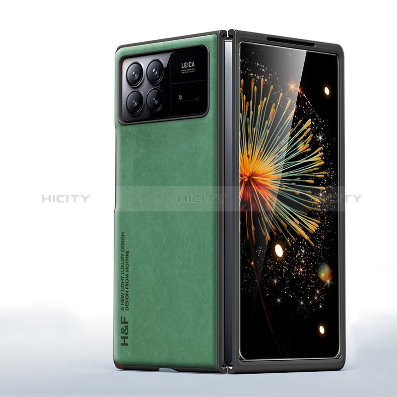 Coque Luxe Cuir et Plastique Housse Etui Mat L07 pour Xiaomi Mix Fold 3 5G Vert Plus