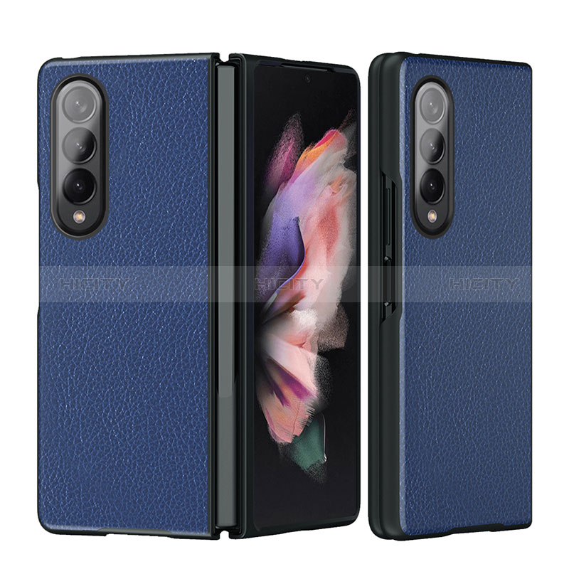 Coque Luxe Cuir et Plastique Housse Etui Mat L08 pour Samsung Galaxy Z Fold3 5G Bleu Plus