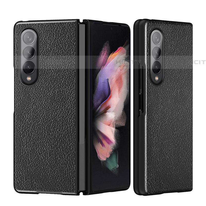 Coque Luxe Cuir et Plastique Housse Etui Mat L08 pour Samsung Galaxy Z Fold4 5G Noir Plus