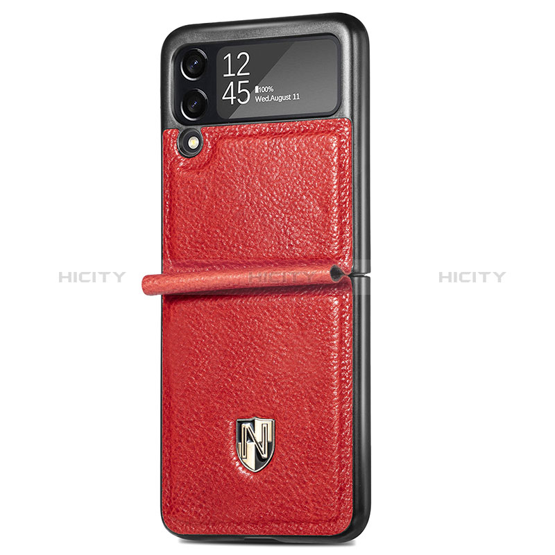 Coque Luxe Cuir et Plastique Housse Etui Mat L09 pour Samsung Galaxy Z Flip3 5G Rouge Plus