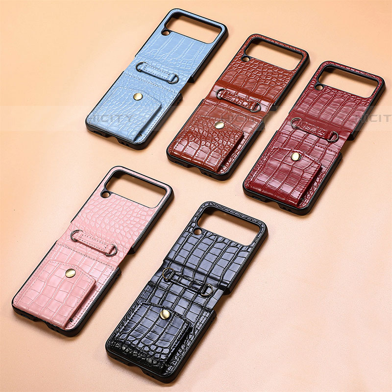 Coque Luxe Cuir et Plastique Housse Etui Mat L09 pour Samsung Galaxy Z Flip4 5G Plus