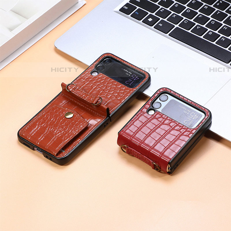 Coque Luxe Cuir et Plastique Housse Etui Mat L09 pour Samsung Galaxy Z Flip4 5G Plus