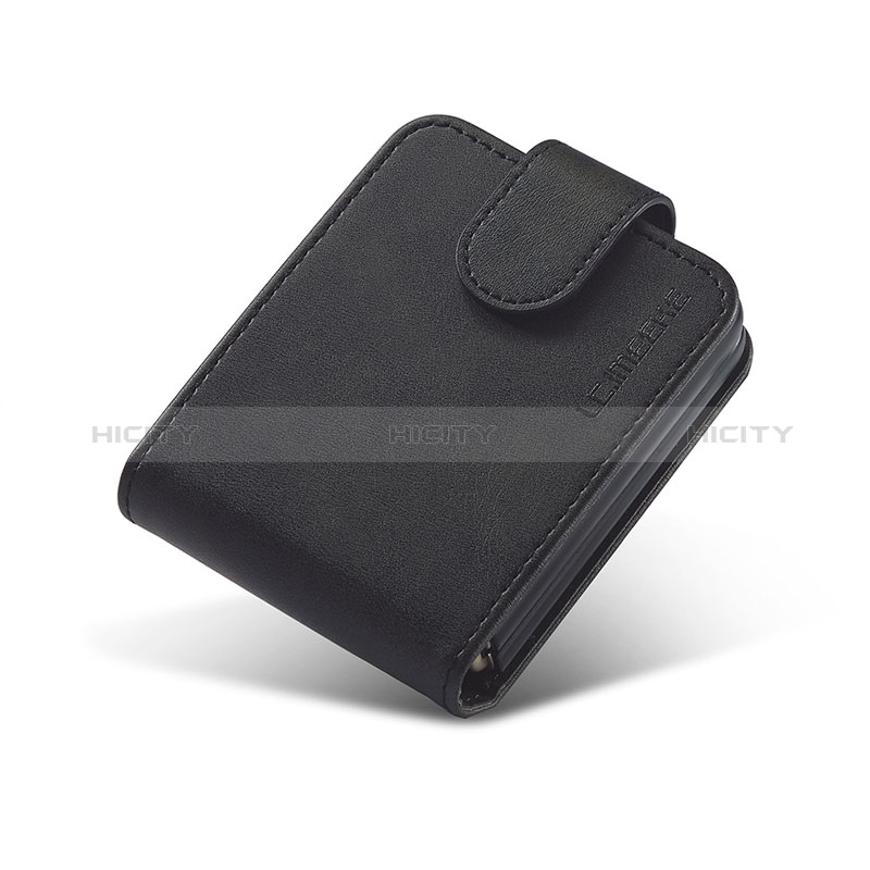 Coque Luxe Cuir et Plastique Housse Etui Mat LC1 pour Samsung Galaxy Z Flip3 5G Noir Plus