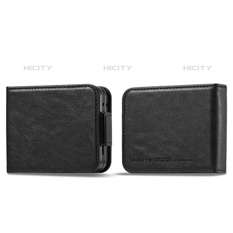 Coque Luxe Cuir et Plastique Housse Etui Mat LC1 pour Samsung Galaxy Z Flip5 5G Noir Plus