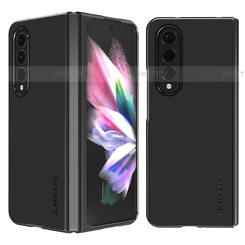 Coque Luxe Cuir et Plastique Housse Etui Mat LC1 pour Samsung Galaxy Z Fold4 5G Noir Plus