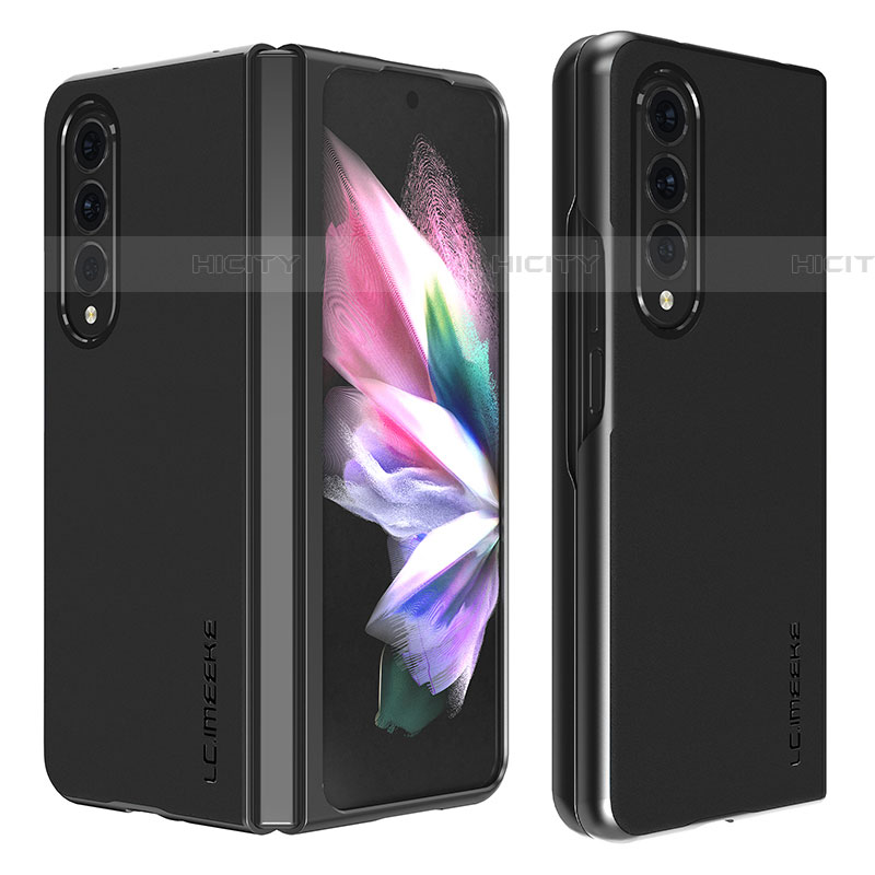 Coque Luxe Cuir et Plastique Housse Etui Mat LC2 pour Samsung Galaxy Z Fold4 5G Noir Plus