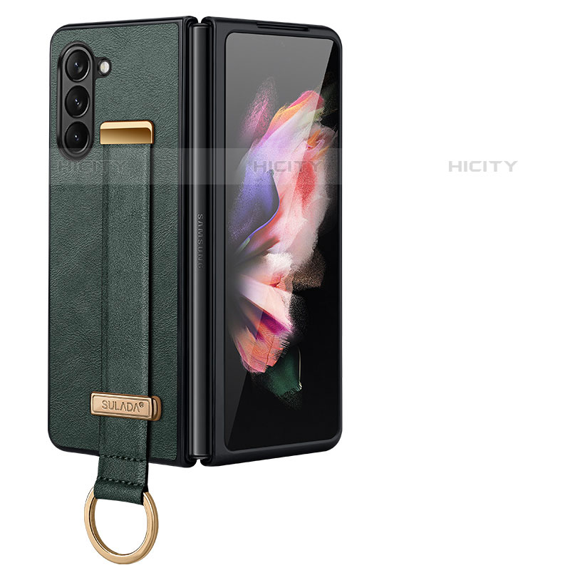 Coque Luxe Cuir et Plastique Housse Etui Mat LD1 pour Samsung Galaxy Z Fold5 5G Vert Plus