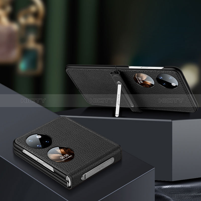 Coque Luxe Cuir et Plastique Housse Etui Mat LD2 pour Huawei P60 Pocket Plus