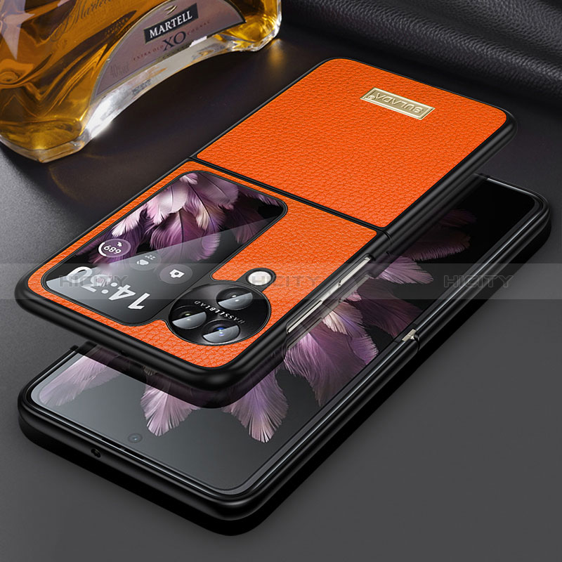 Coque Luxe Cuir et Plastique Housse Etui Mat LD2 pour Oppo Find N3 Flip 5G Orange Plus