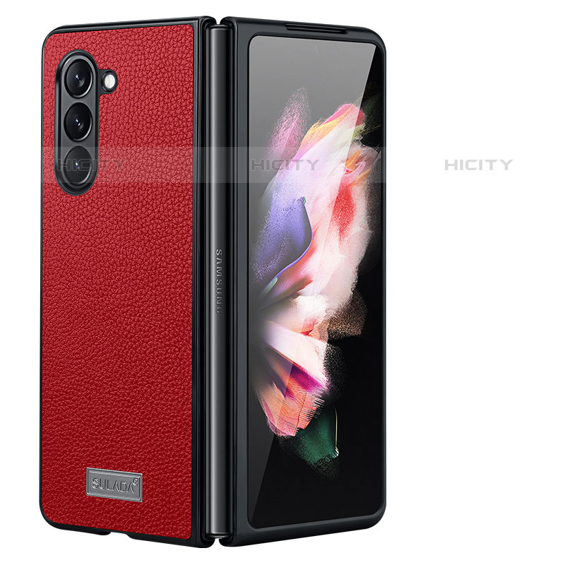 Coque Luxe Cuir et Plastique Housse Etui Mat LD3 pour Samsung Galaxy Z Fold5 5G Rouge Plus