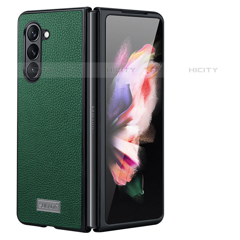 Coque Luxe Cuir et Plastique Housse Etui Mat LD3 pour Samsung Galaxy Z Fold5 5G Vert Plus