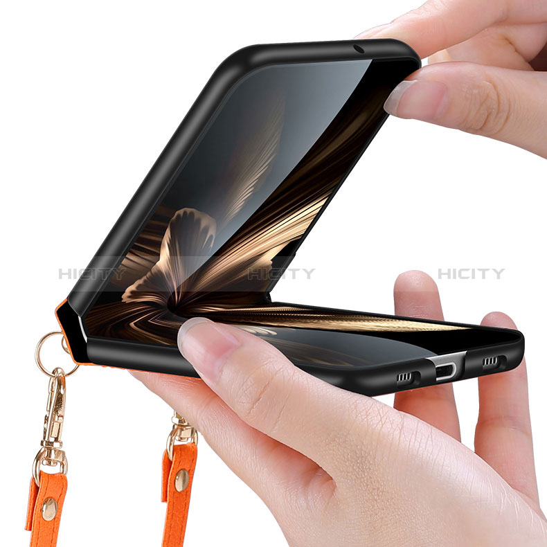 Coque Luxe Cuir et Plastique Housse Etui Mat LD5 pour Huawei P60 Pocket Plus