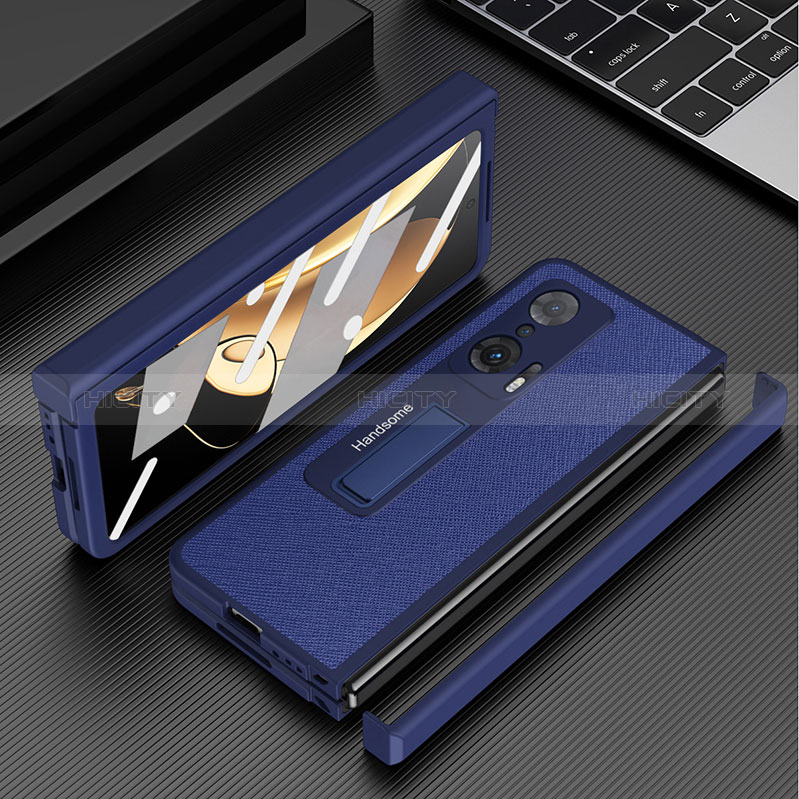 Coque Luxe Cuir et Plastique Housse Etui Mat pour Huawei Honor Magic V 5G Bleu Plus