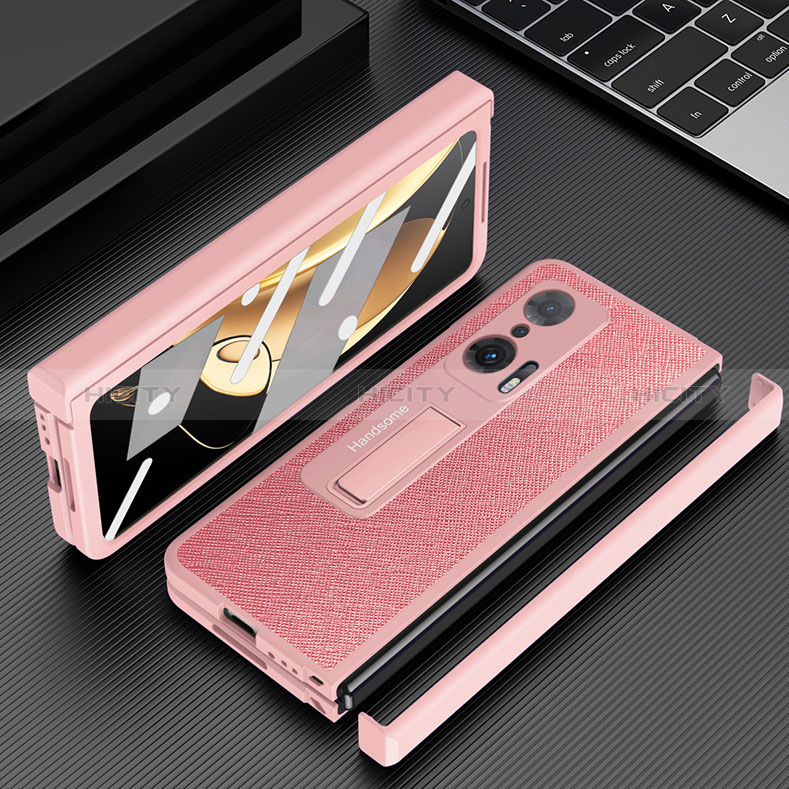 Coque Luxe Cuir et Plastique Housse Etui Mat pour Huawei Honor Magic V 5G Or Rose Plus