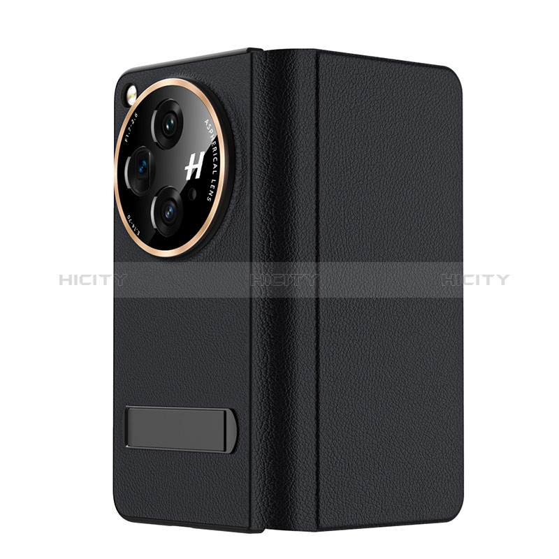 Coque Luxe Cuir et Plastique Housse Etui Mat pour Oppo Find N3 5G Noir Plus