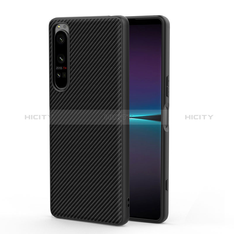 Coque Luxe Cuir et Plastique Housse Etui Mat pour Sony Xperia 1 IV Noir Plus