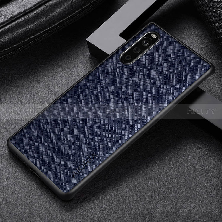 Coque Luxe Cuir et Plastique Housse Etui Mat pour Sony Xperia 10 III Bleu Plus