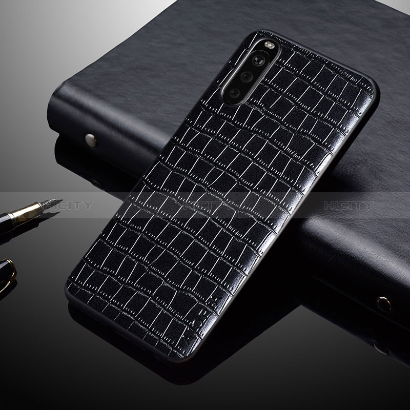 Coque Luxe Cuir et Plastique Housse Etui Mat pour Sony Xperia 10 IV Noir Plus