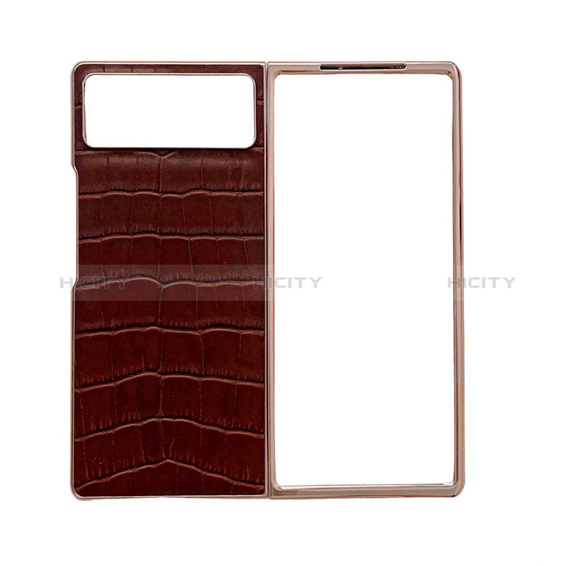 Coque Luxe Cuir et Plastique Housse Etui Mat pour Xiaomi Mix Fold 2 5G Marron Plus