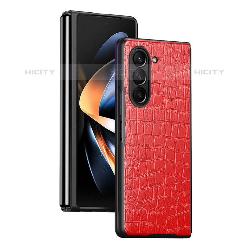 Coque Luxe Cuir et Plastique Housse Etui Mat QH2 pour Samsung Galaxy Z Fold5 5G Rouge Plus