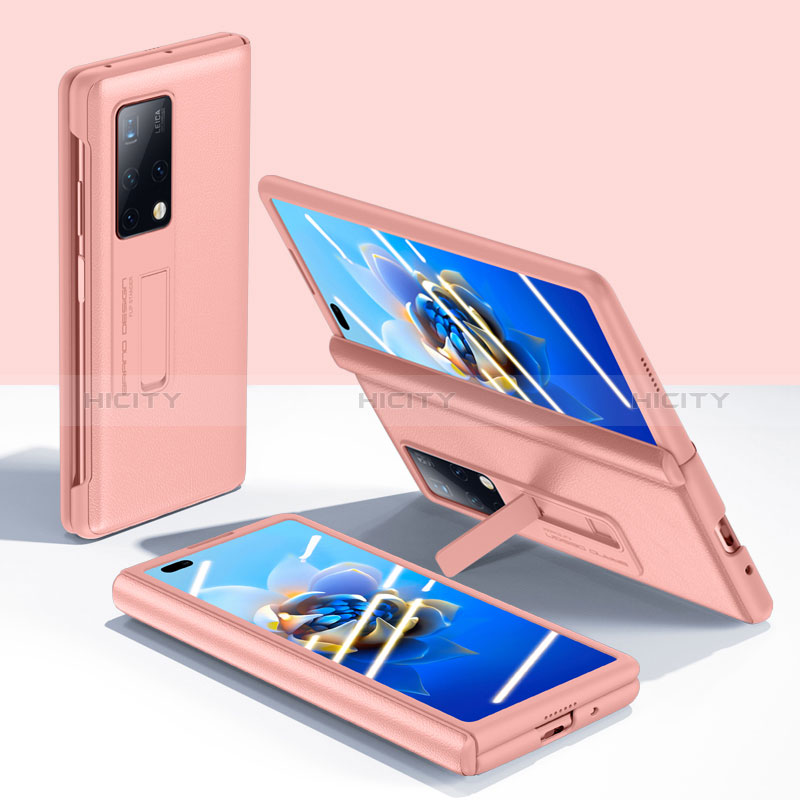 Coque Luxe Cuir et Plastique Housse Etui Mat QK1 pour Huawei Mate X2 Rose Plus