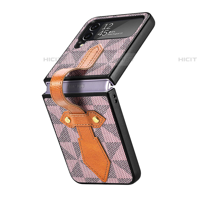 Coque Luxe Cuir et Plastique Housse Etui Mat R01 pour Samsung Galaxy Z Flip4 5G Violet Plus