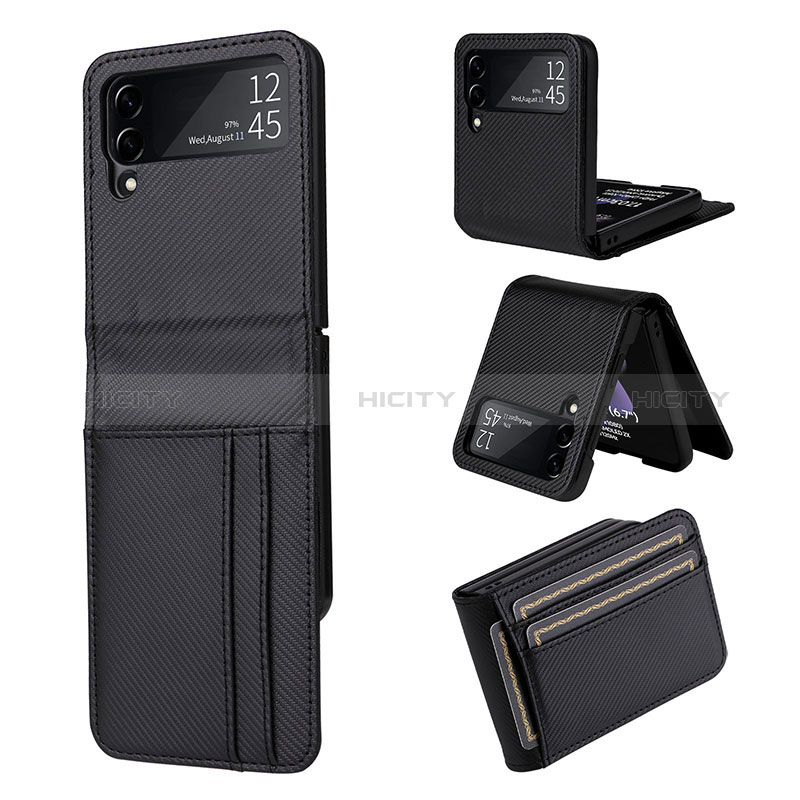 Coque Luxe Cuir et Plastique Housse Etui Mat R03 pour Samsung Galaxy Z Flip3 5G Noir Plus