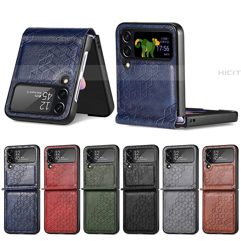 Coque Luxe Cuir et Plastique Housse Etui Mat R04 pour Samsung Galaxy Z Flip4 5G Plus