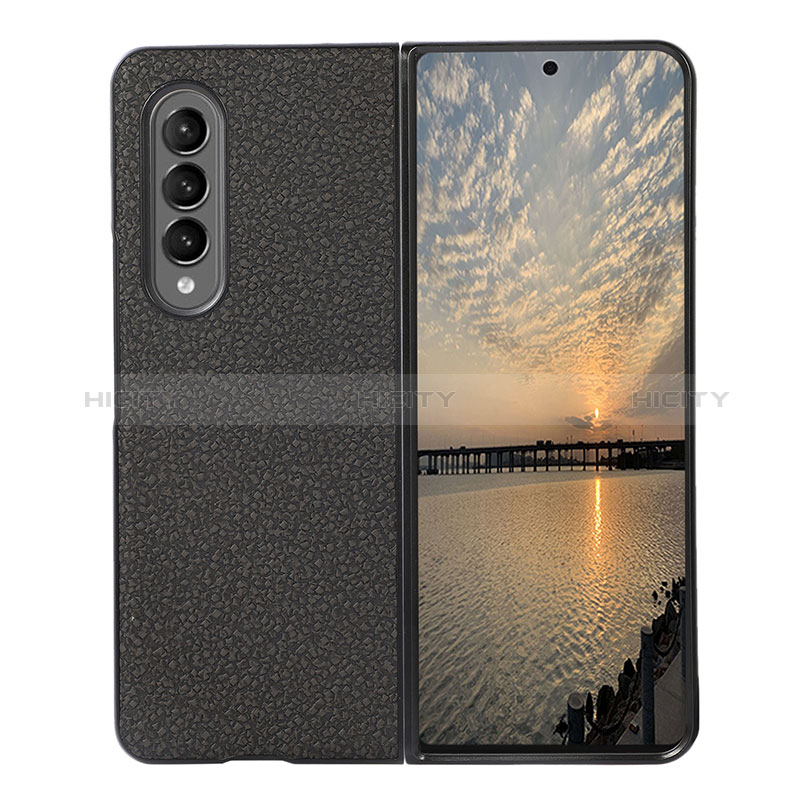 Coque Luxe Cuir et Plastique Housse Etui Mat R04 pour Samsung Galaxy Z Fold3 5G Noir Plus