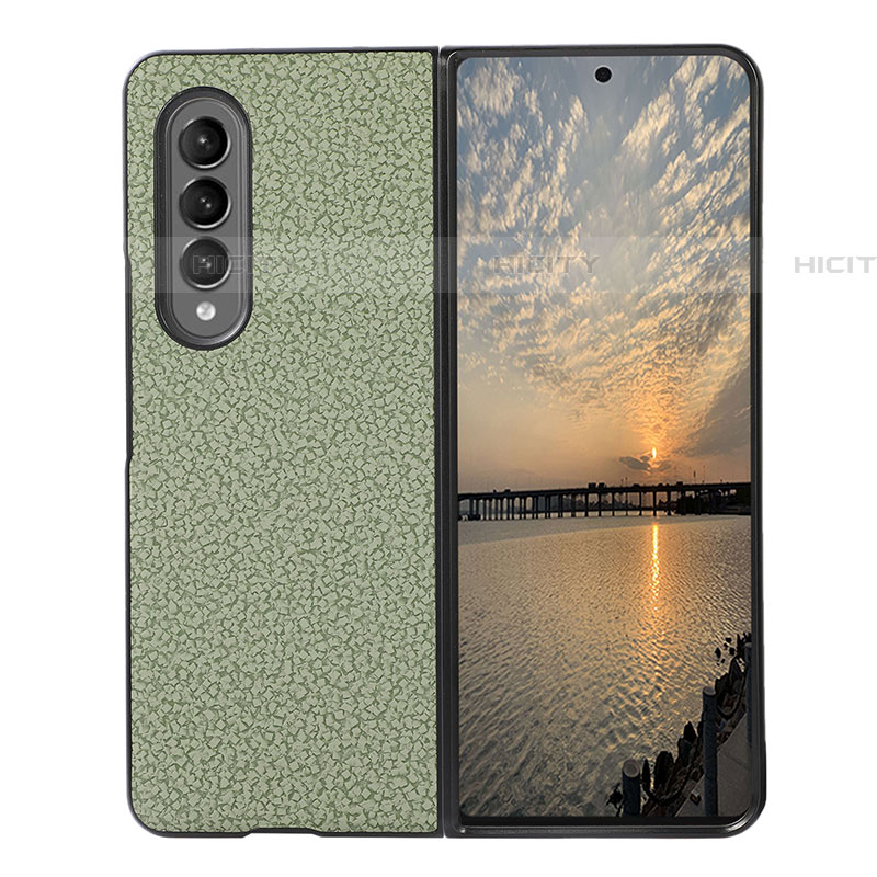 Coque Luxe Cuir et Plastique Housse Etui Mat R04 pour Samsung Galaxy Z Fold4 5G Vert Plus