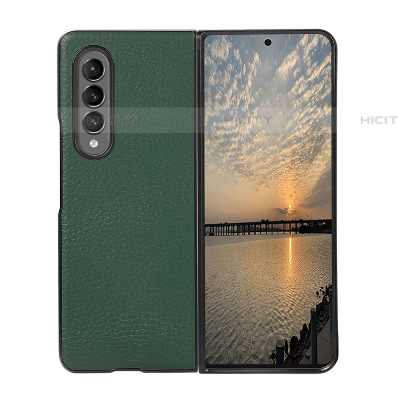 Coque Luxe Cuir et Plastique Housse Etui Mat R05 pour Samsung Galaxy Z Fold4 5G Vert Plus