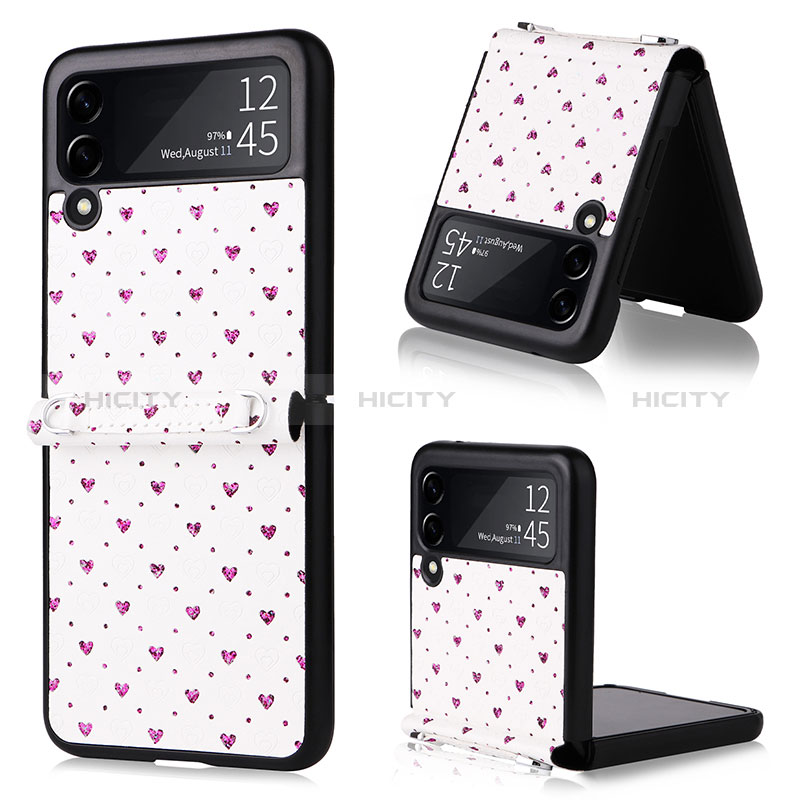 Coque Luxe Cuir et Plastique Housse Etui Mat R07 pour Samsung Galaxy Z Flip3 5G Violet Plus