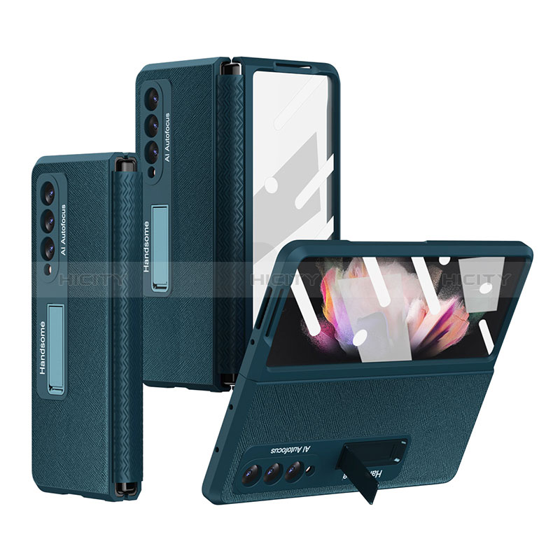 Coque Luxe Cuir et Plastique Housse Etui Mat R09 pour Samsung Galaxy Z Fold3 5G Vert Plus