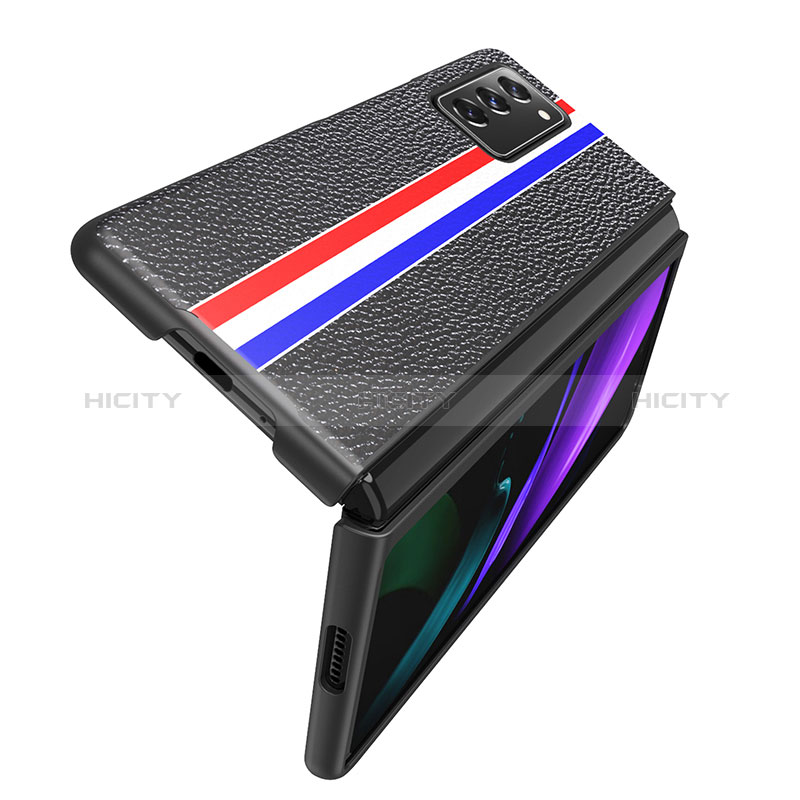 Coque Luxe Cuir et Plastique Housse Etui Mat S01 pour Samsung Galaxy Z Fold2 5G Noir Plus