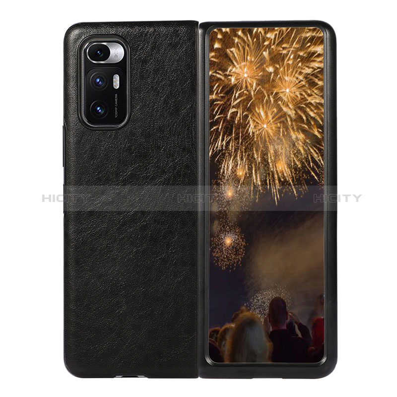 Coque Luxe Cuir et Plastique Housse Etui Mat S01 pour Xiaomi Mix Fold 5G Noir Plus