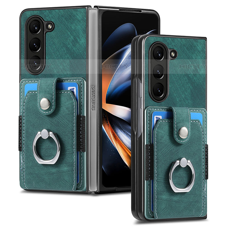 Coque Luxe Cuir et Plastique Housse Etui Mat S01D pour Samsung Galaxy Z Fold5 5G Vert Plus