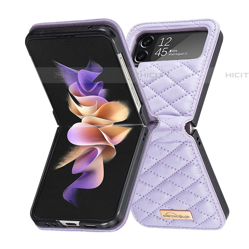 Coque Luxe Cuir et Plastique Housse Etui Mat S02 pour Samsung Galaxy Z Flip4 5G Plus