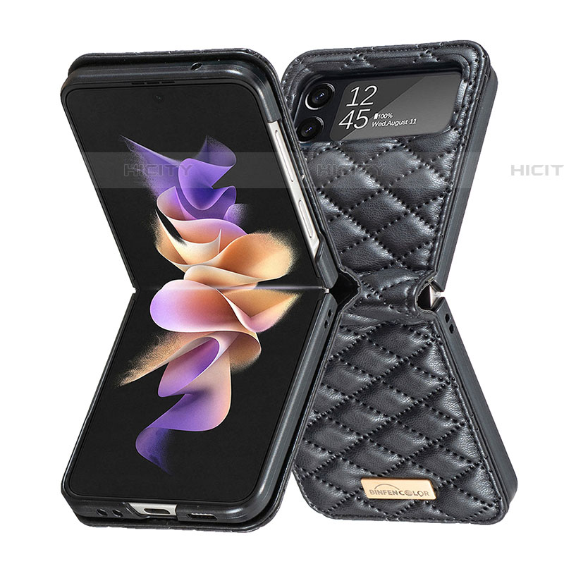 Coque Luxe Cuir et Plastique Housse Etui Mat S02 pour Samsung Galaxy Z Flip4 5G Plus