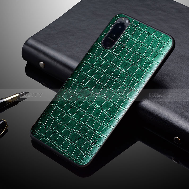 Coque Luxe Cuir et Plastique Housse Etui Mat S02 pour Sony Xperia 1 IV SO-51C Vert Plus