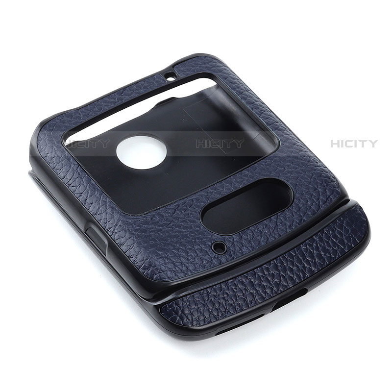 Coque Luxe Cuir et Plastique Housse Etui Mat S03 pour Motorola Moto RAZR (2022) 5G Bleu Plus