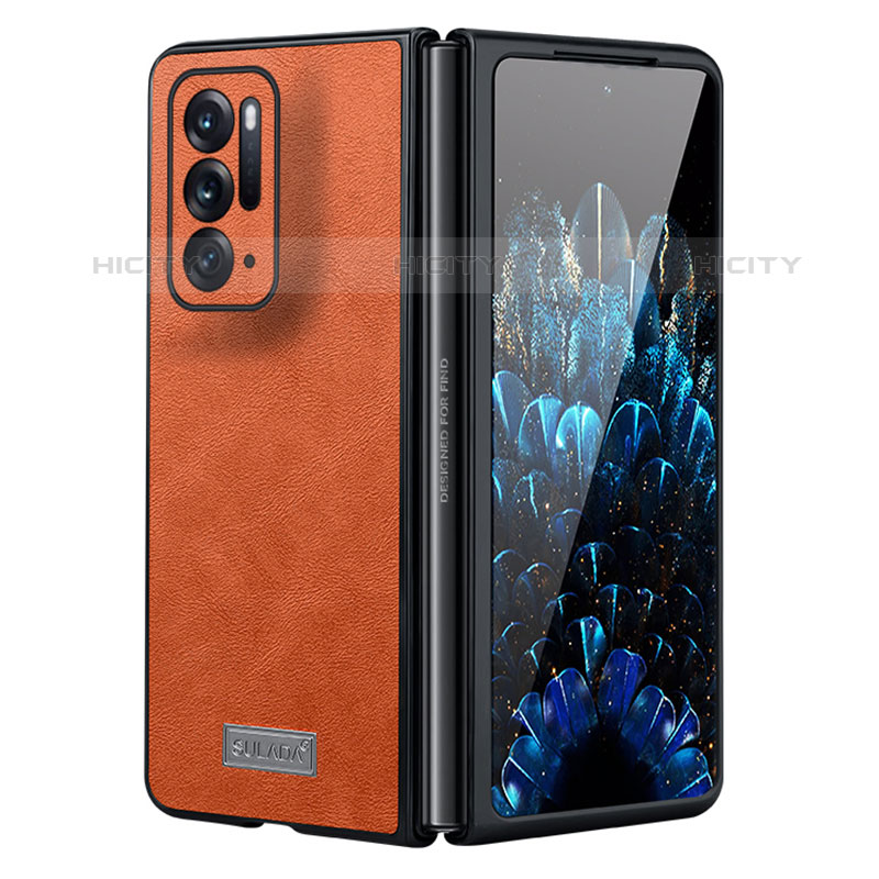 Coque Luxe Cuir et Plastique Housse Etui Mat S03 pour Oppo Find N 5G Orange Plus